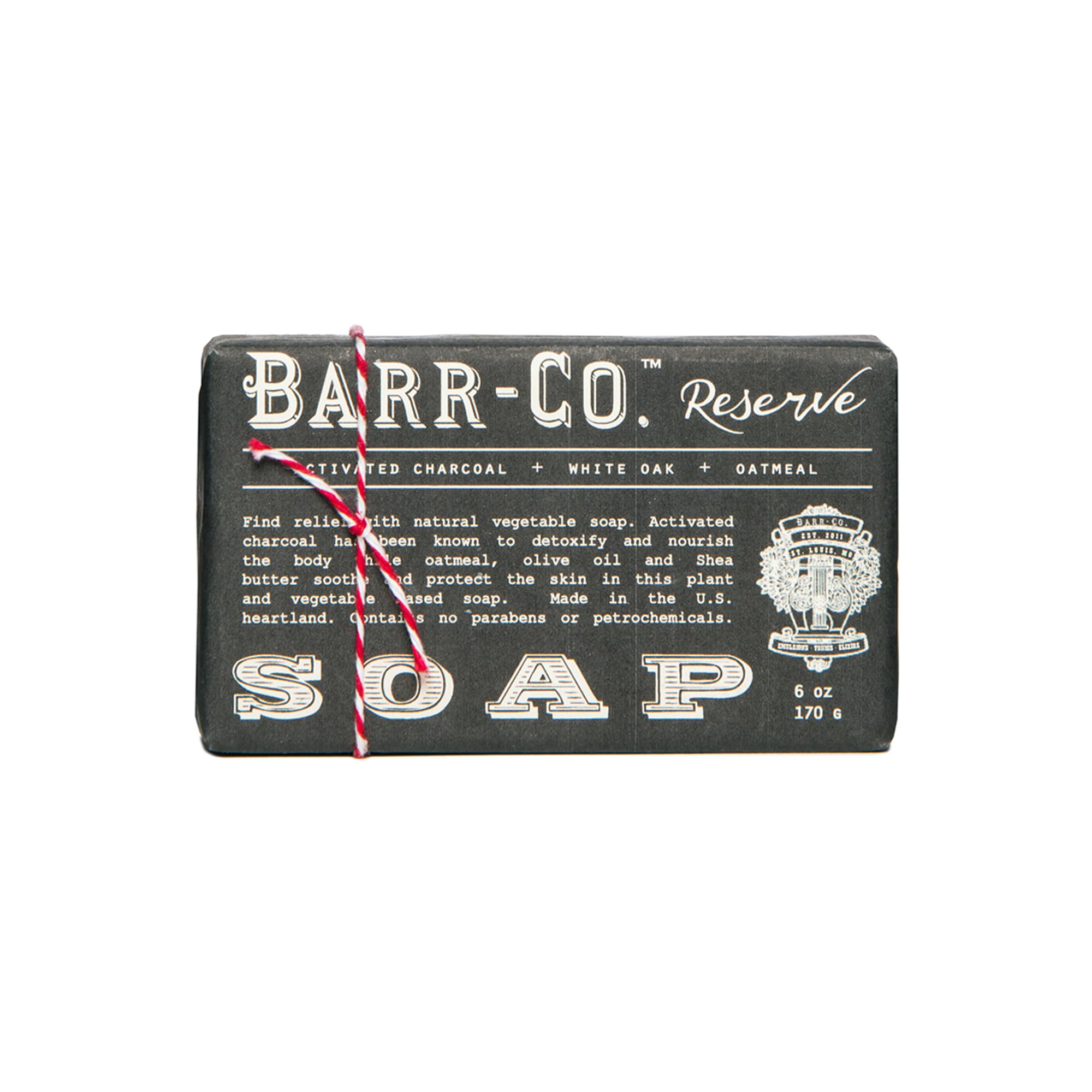 BARR-CO. Reserve Triple-Milled Bar Soap, Earthy Tobacco Scent with Woody Notes, Shea Moisturizing Soap, All-Natural Soap for Women & Men, 6 oz