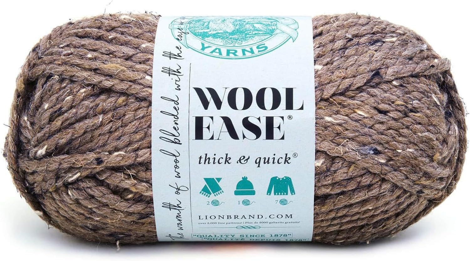 Lion Brand Wool-Ease Thick & Quick Yarn - Solids Yarn for Knitting, Crochet, Weaving, Arts & Crafts - Barley, Bulk 15 Pack