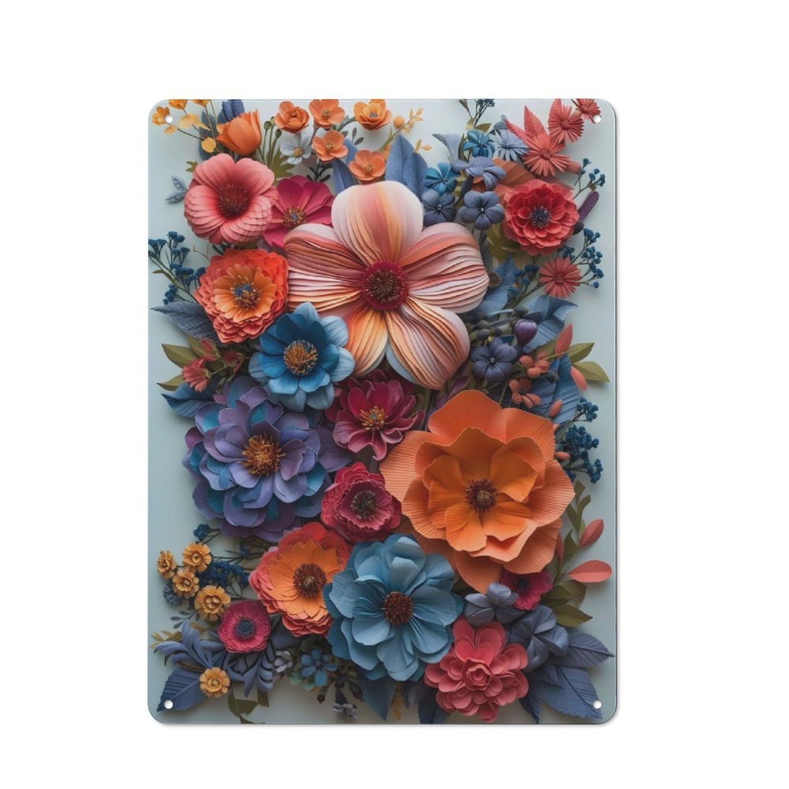 Junmoney Colorful Paper Flowers Rustic Metal Plaque 40X30cm For Guest Room Or Hallway, A Decorative Metal Sign For Guest Rooms And Hallways