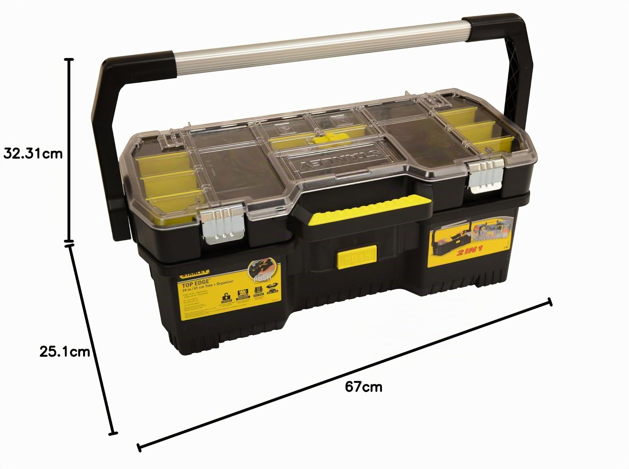 Stanley 1-97-514 Cassetta Porta Utensili, 24 pollici, Top Edge, Nero