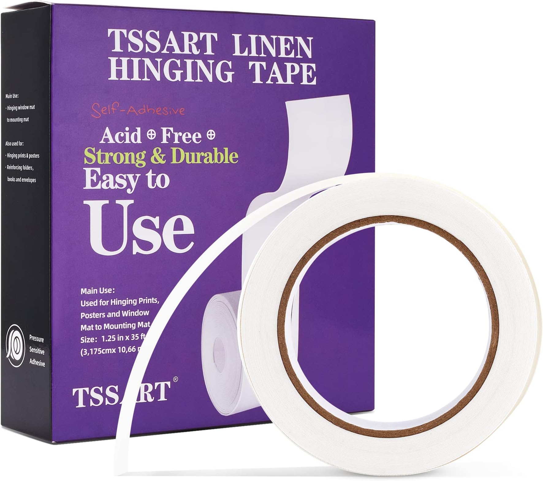 Linen Hinging Tape - Self-Adhesive Hinging Tape for Prints Matte Frames, Artwork Matting - Acid Free 1.25inch x 35ft