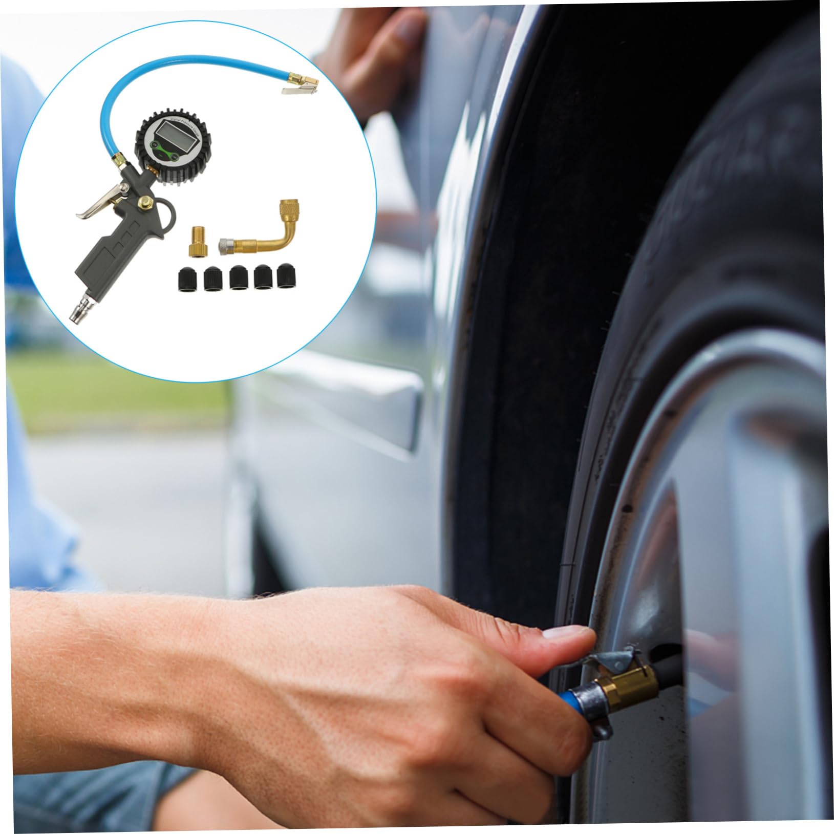 Manometro Pressione Gomme Auto Digitale Quadrante in Lega | Misuratore per Pneumatici Auto, Leggero da Portare, Lettura Precisa, Formato Compatto