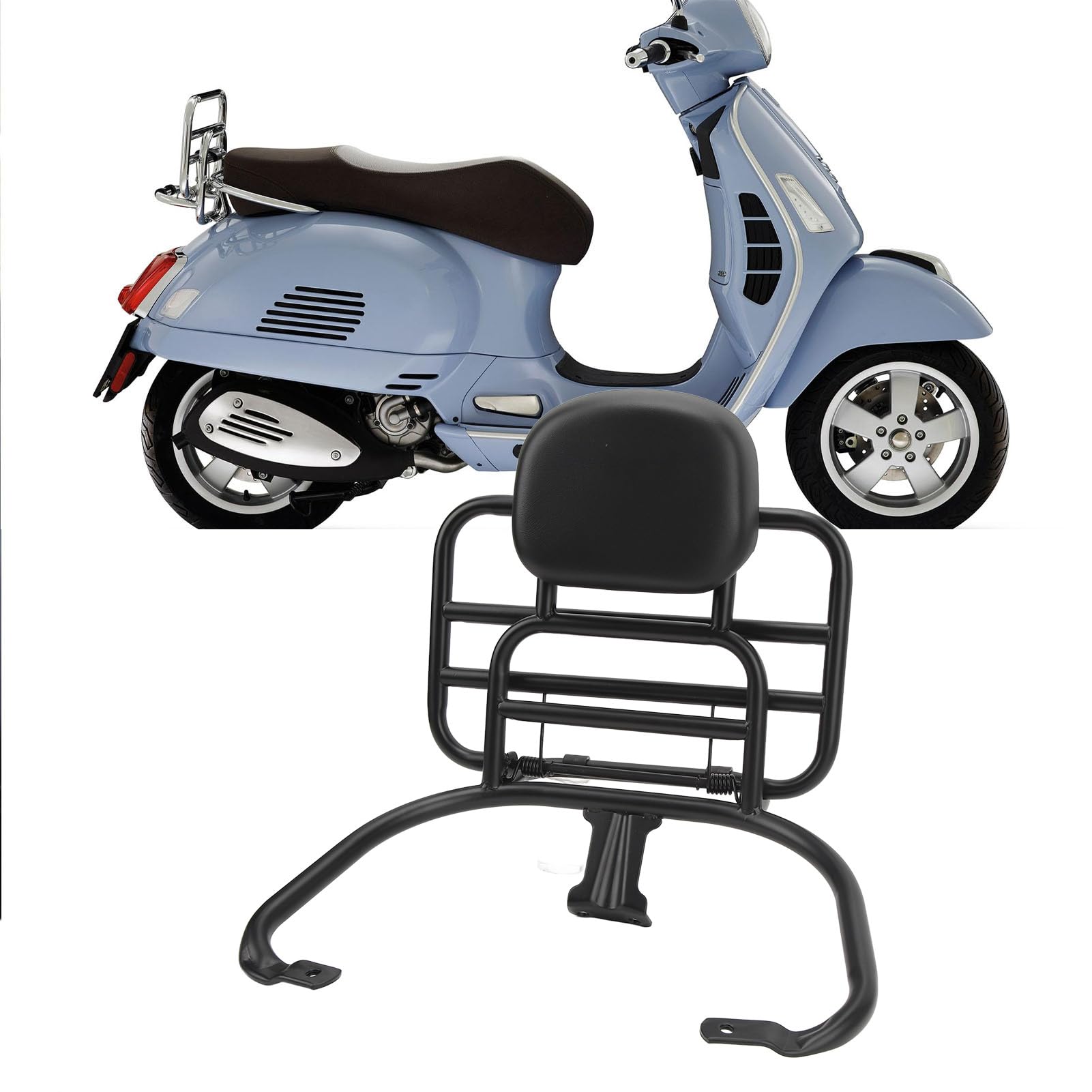 Portapacchi Posteriore con Cuscino per Schienale Portabagagli per Moto Adatto per Vespa Sprint Primavera 50 125 150 250 300 GTS