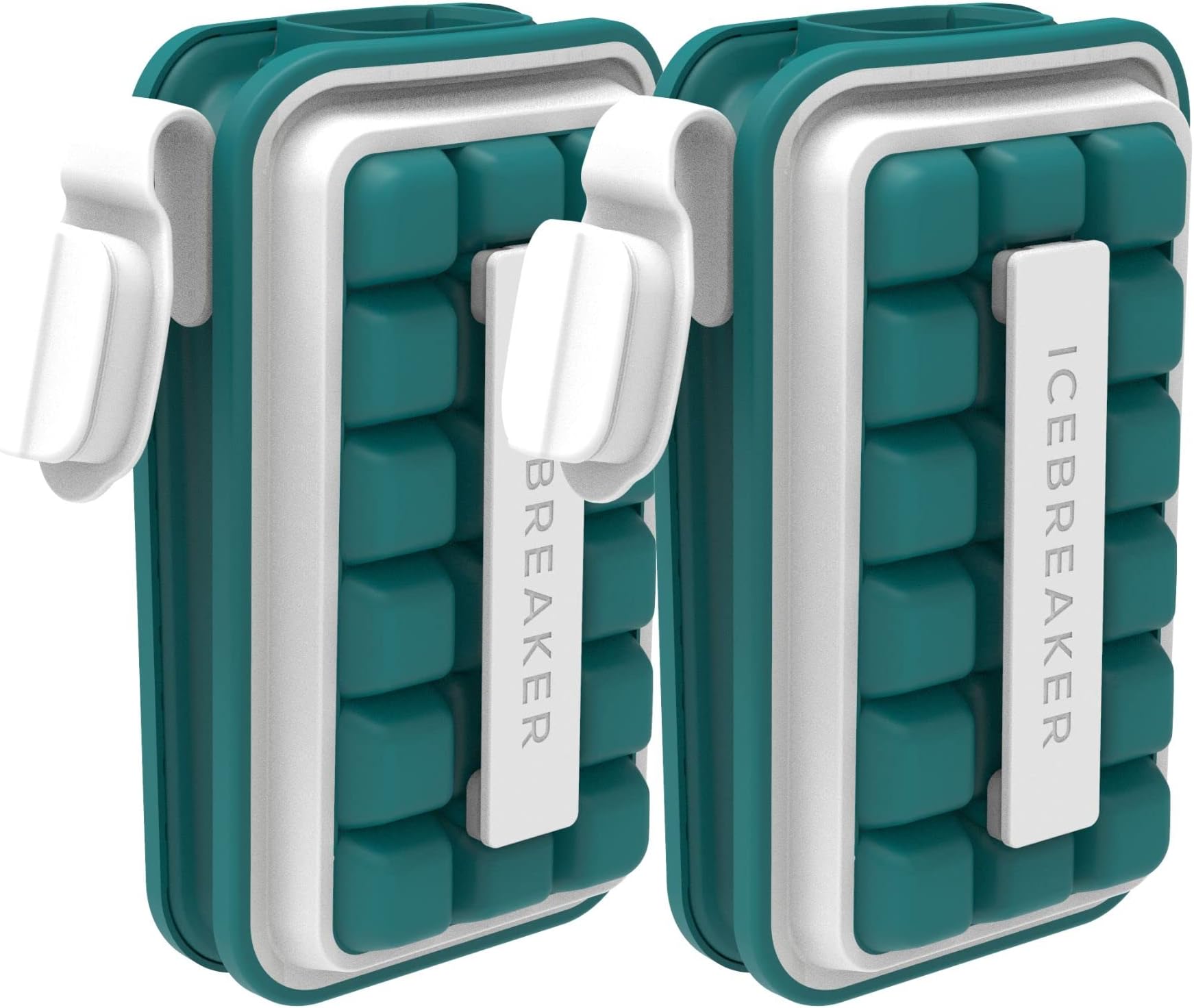 Icebreaker POP - Make and Serve Ice Without Ever Touching The Ice - The Sanitary Ice Tray for Freezer - NO Spills Silicone Ice Cube Tray with Lid - (2 X Water Blue Included)