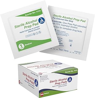 Dynarex 1113 Alcohol Prep Pad Sterile, Medium, Count 200 (Pack of 1)