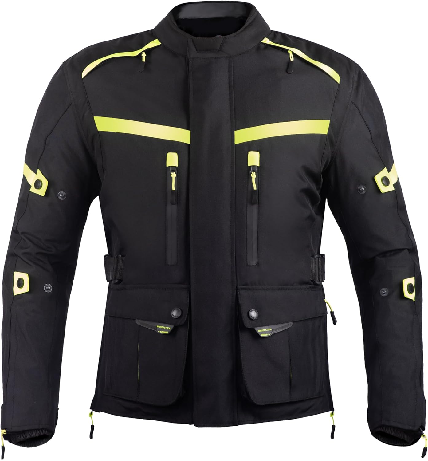 WICKED STOCK Waterproof Motorcycle Jacket Men - CE LEVEL2 Reflective Motorcycle Armor Biker Jacket Men with 8 Pockets - 4 Season Mens Motorcycle Jacket with Adjustable Biceps, Forearms and Waist - Image 2