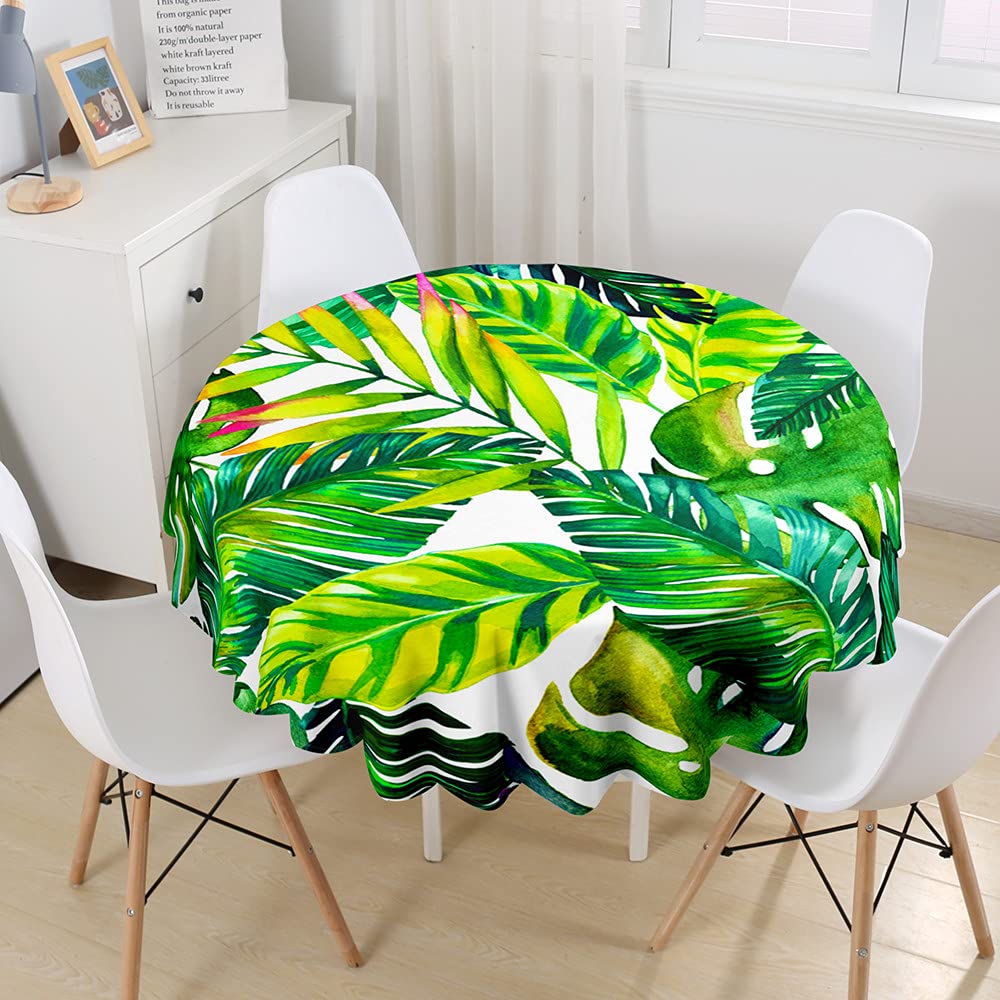 Morbuy Rondes Nappes Anti Taches Minimaliste Plante Nappes Rondes Lavable Et Facile D'entretien, Imperméable Polyester Nappe De Table Pour Cuisine