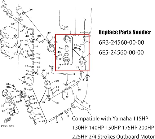 Miniatura 3 de iFJF 6R3-24560-00-00 - Conjunto de filtro de combustible 6R3245600000 Reemplazo para Yamaha 115 130 140 150 175 200 225 HP Motor fuera de borda 24