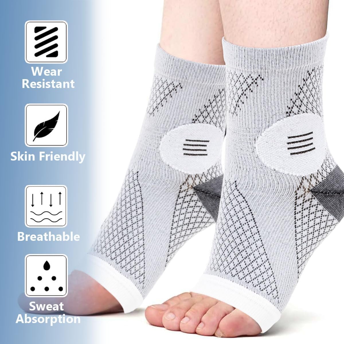2 Pair Neuropathy Socks for Women Men, Plantar Fasciitis Sock Neuropathy Pain Relief Socks for Feet, Ankle Compression Socks for Neuropathy Pain, Ankle Brace for Sprained Ankle (XL) - Image 5