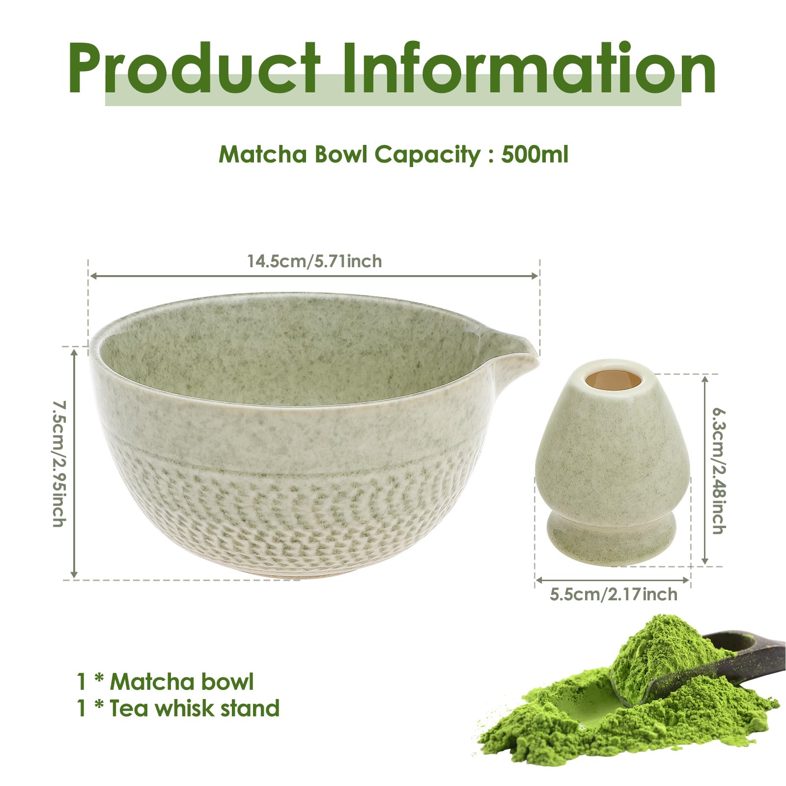 Matcha Bowl Set Bowl and Whisk Holder Ceramic Japanese Style Temperature Resistant Braid Textured Matcha Tea Bowl Set for Tea Ceremony Trip Home Use