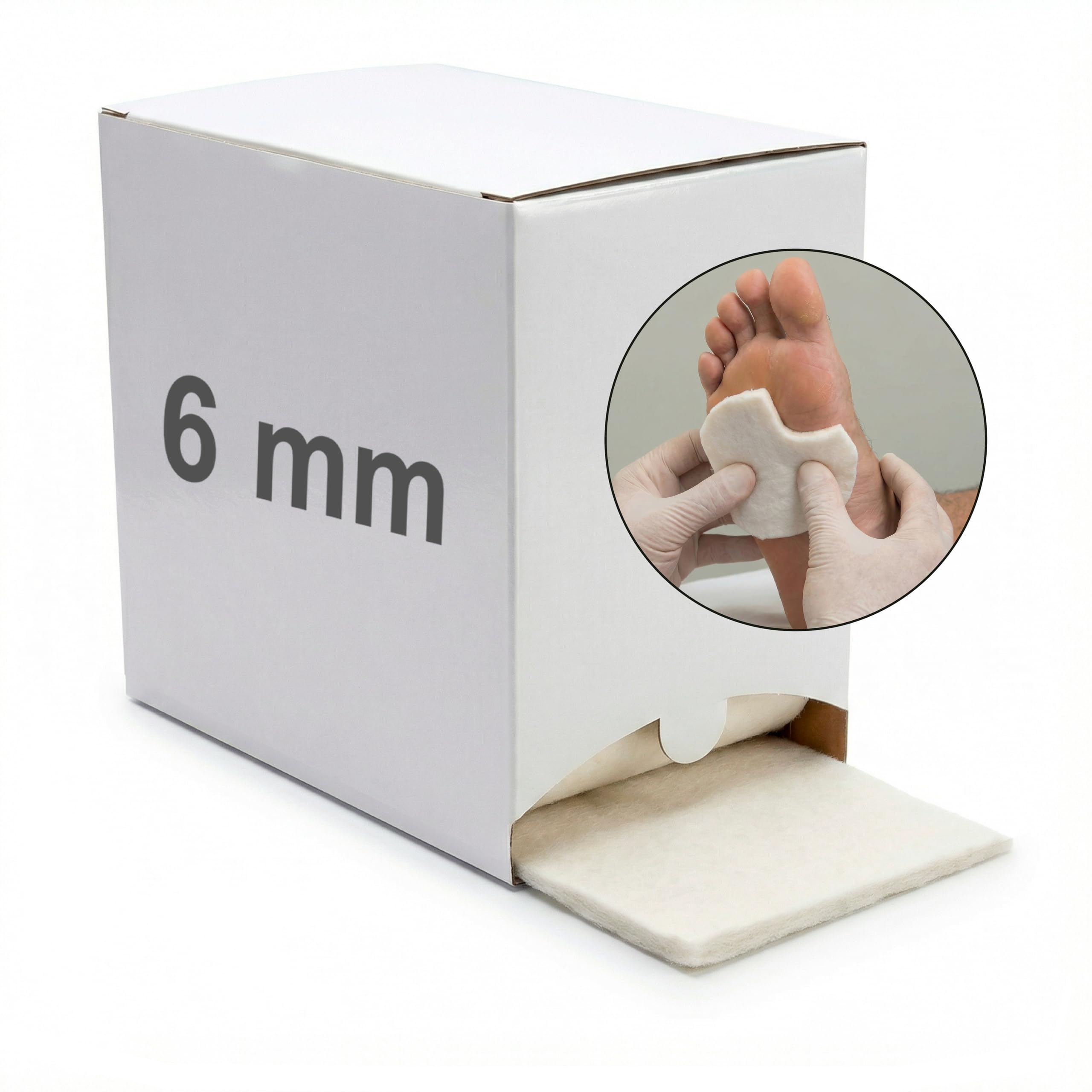 KMINA Rotolo di Feltro Adesivo 6 mm, Semirigido e Ritagliabile per Scarico della Pressione del Piede, 3 m x 10 cm, Morbido al Tatto, Adesivo Acrilico, Lana e Viscosa