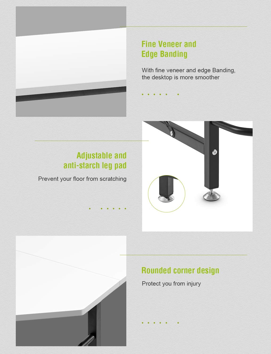 Buy AuAg 66” L Shaped Desk Modern Computer Table PC Laptop Study