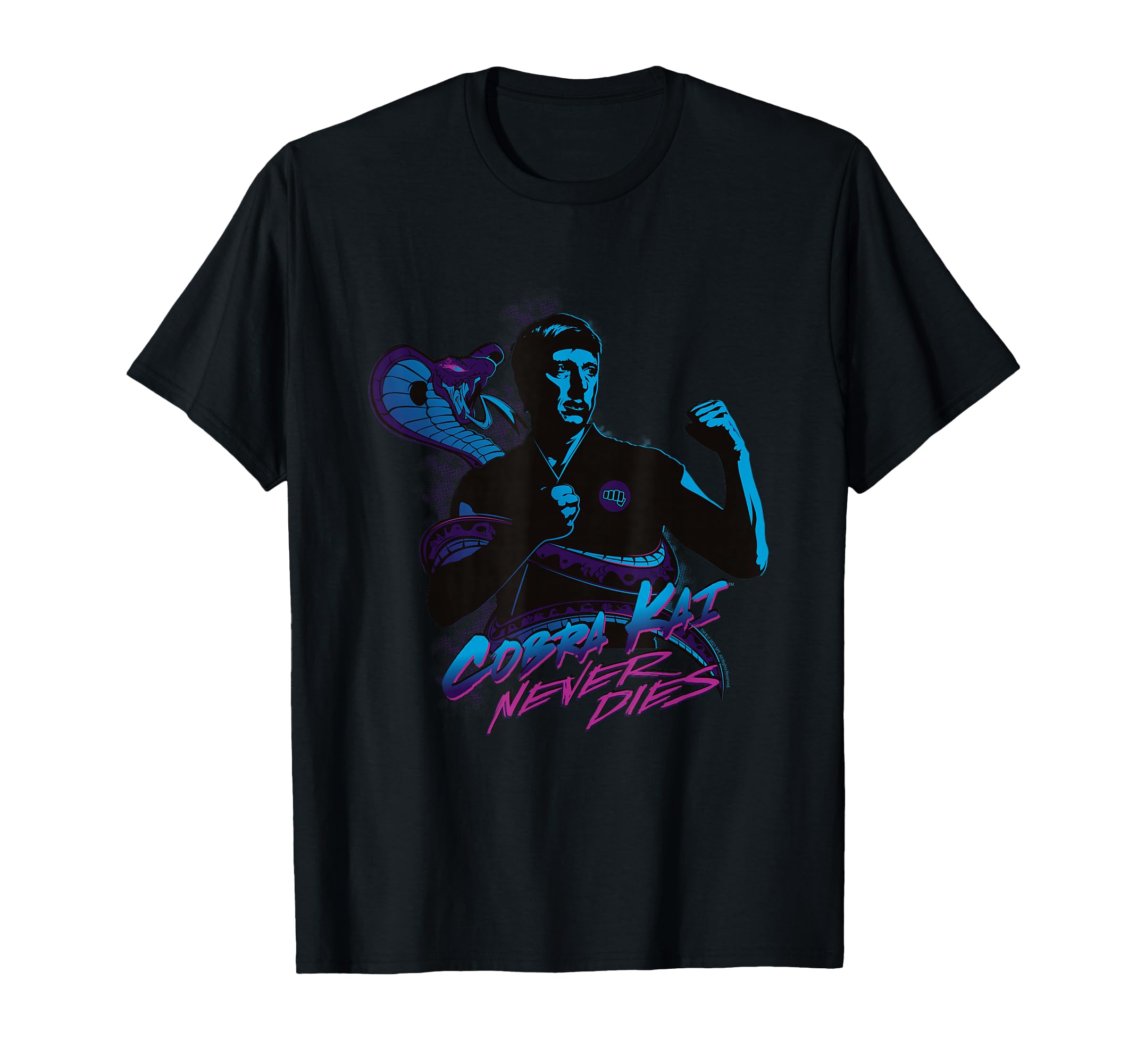 Cobra Kai Never Dies Johnny Blue Silhouette TV Show T-Shirt