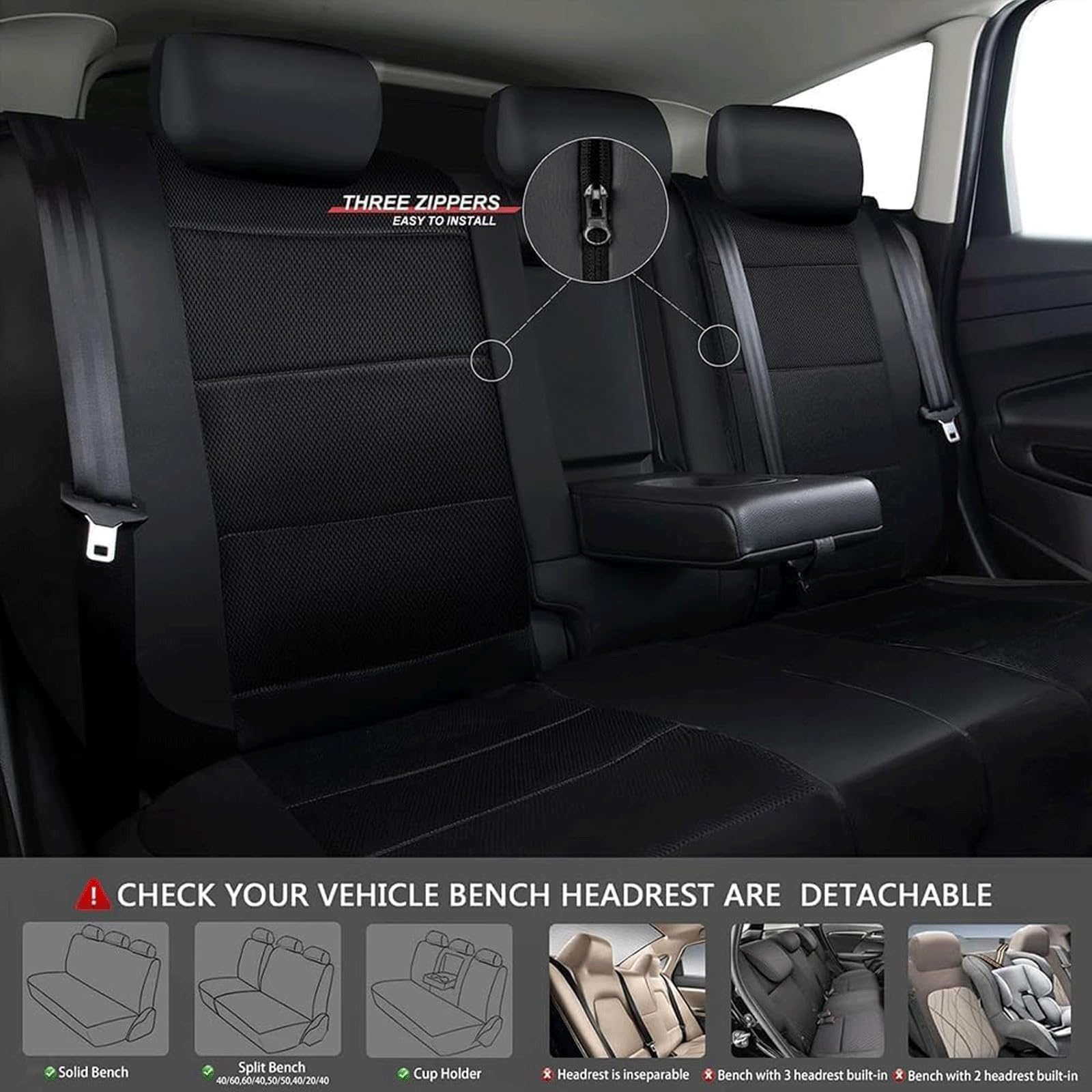 Auto Coprisedili per VW Tiguan (5N) 1st Gen 2009 2010 2011 2012 2013 2014 2015 2016，Copri Sedile Pelle Protezioni Sedile per Anteriori E Posteriori Traspirante Universali Accessori Auto