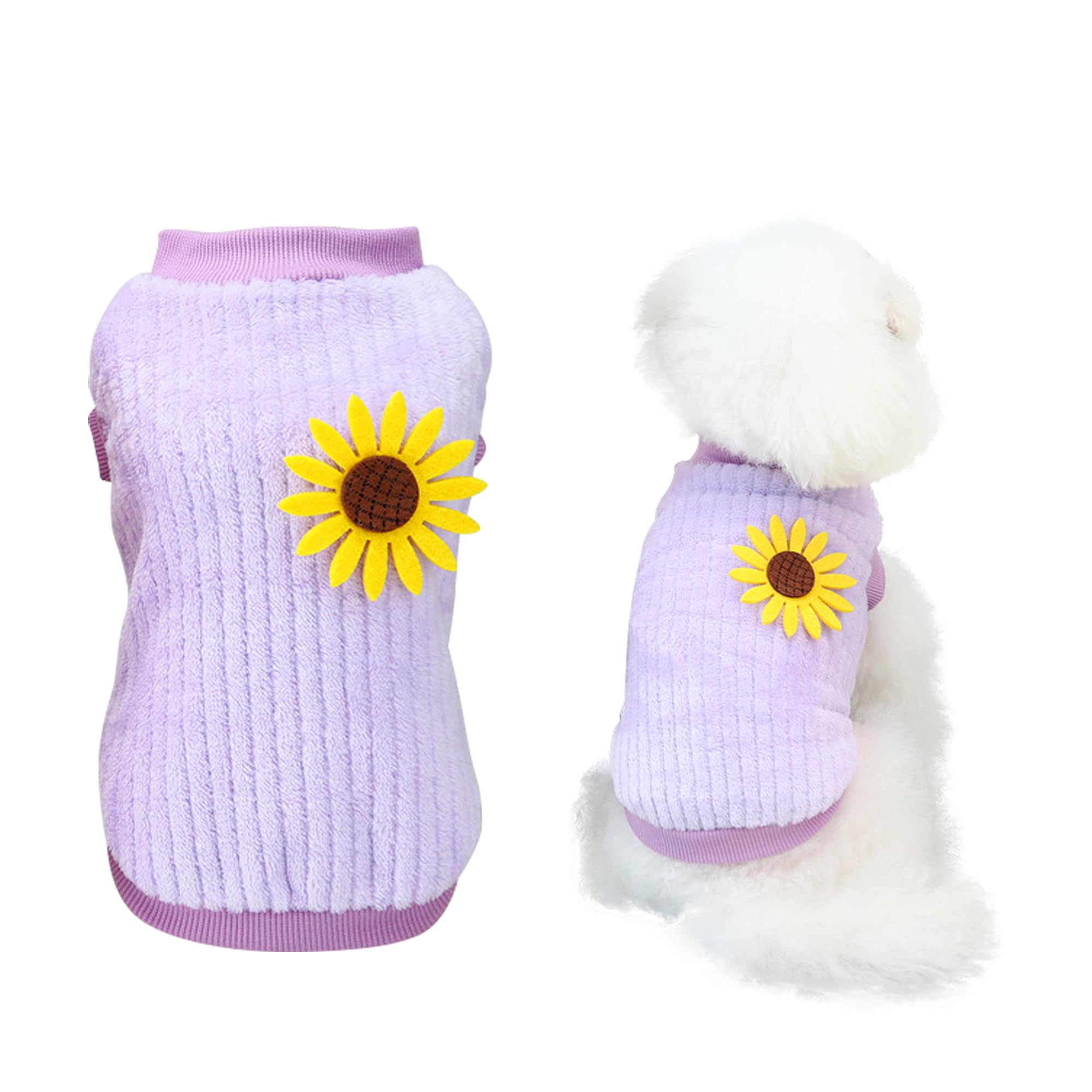 YAODHAOD Dog Sweater, Pet Clothes, Plush, Soft, Thick, Warm, for Winter, Dogs, Cats, Apricot (Purple, XL)