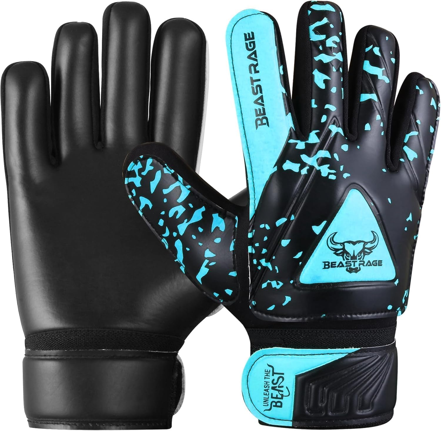 BEAST RAGE Goalkeeper Gloves for Children, Boys, Teenagers, Football Goalkeeper Gloves Children with Double Wrist Support, Strong Grip, Double Padded