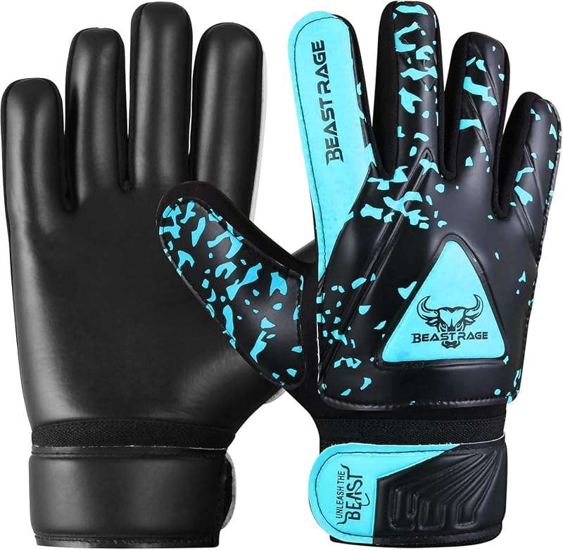 BEAST RAGE Gants de Gardien de But pour Enfants,Gants de Gardien de But pour Enfants avec Double Support de Poignet