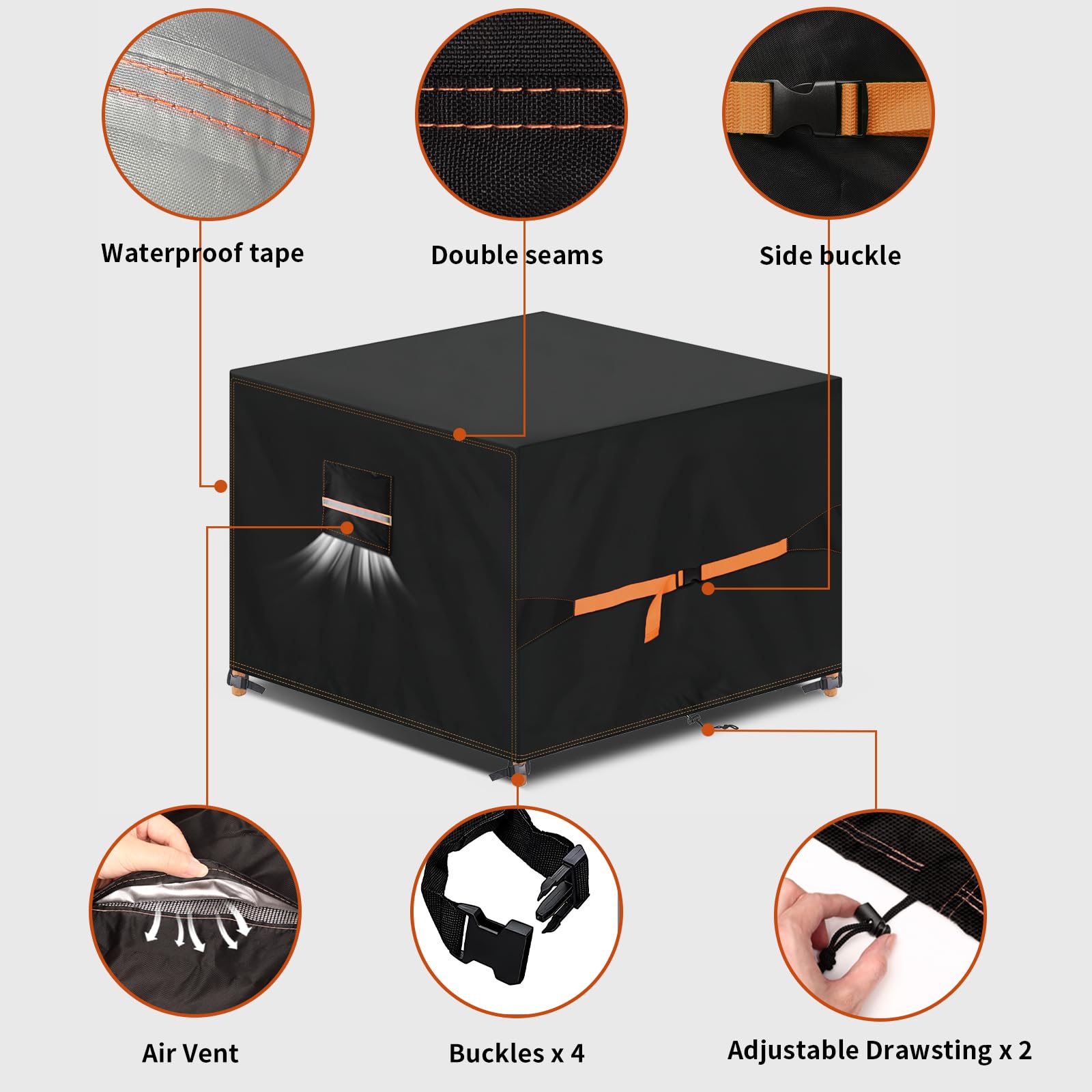 QLSXLB Gartenmöbel Abdeckplane 250x210x90cm - 420D Oxford Wasserdicht Mit Lüftungsfenster