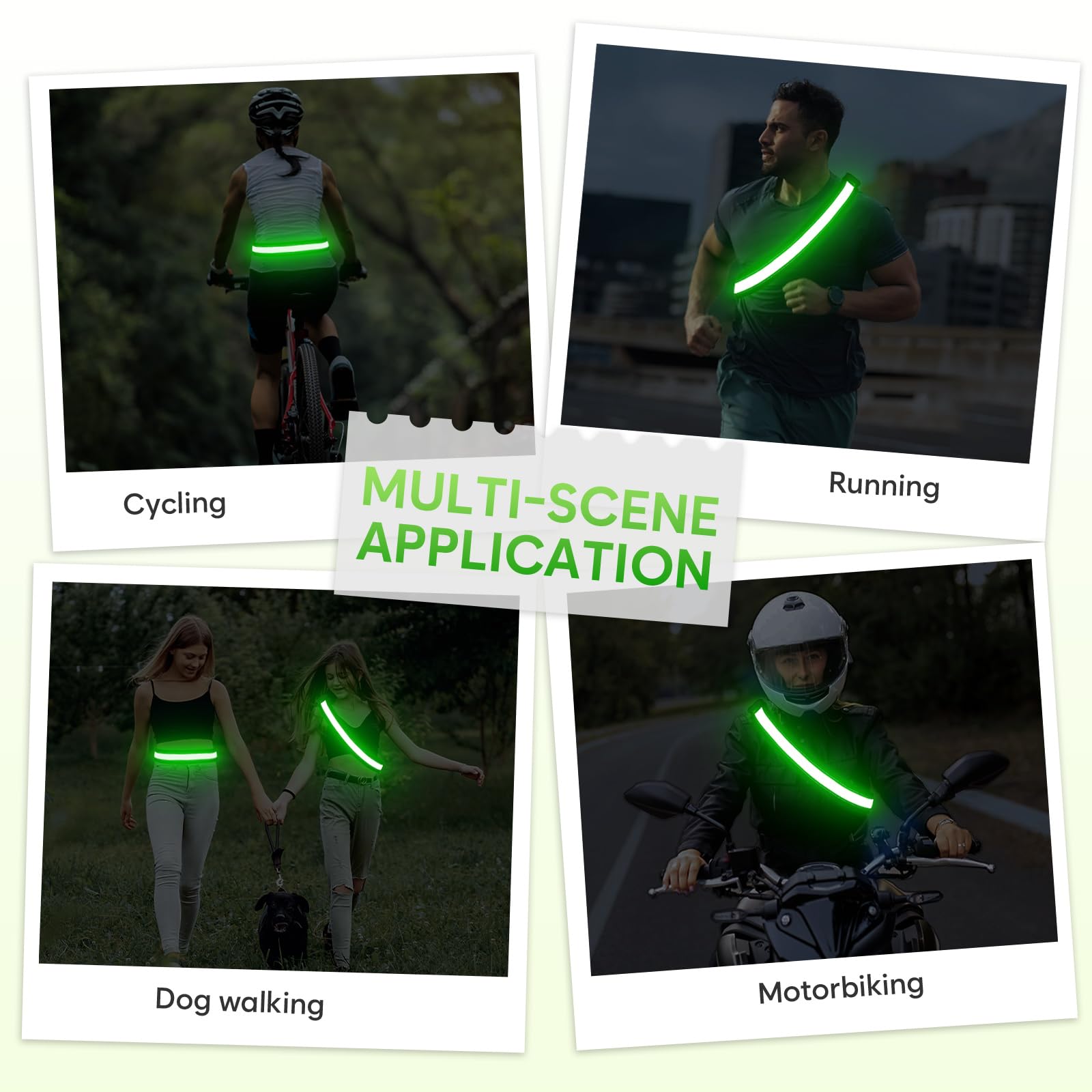 Ceinture Lumineuse LED Réfléchissante – Rechargeable, Ajustable, Pour Running, Vélo, Randonnée, Promenade Chien