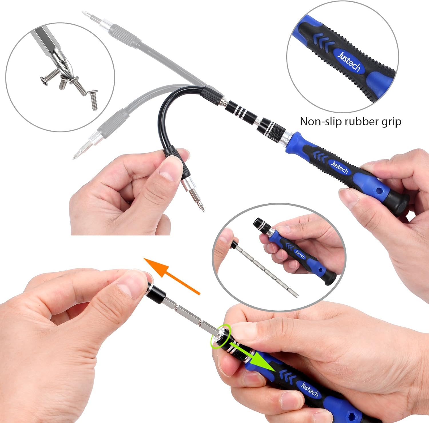 Product Deal 82 in 1 Precision Screwdriver Set Justech Magnetic Screwdriver Kit Professional Tiny Repair Tool Kit for Reparing Cell Phone iPhone iPad Laptop Smartphones MacBook -Blue