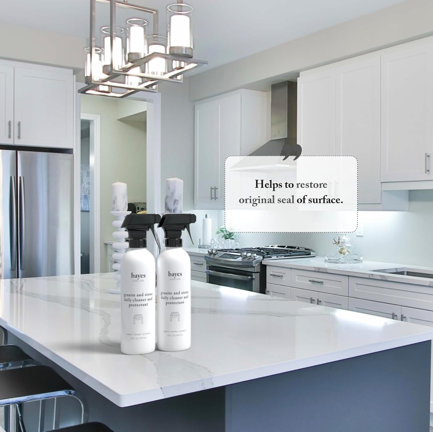 Bayes Granite and Stone Daily Cleaner and Protectant - Cleans, Shines, and Protects - For Granite, Quartz, Marble, Tile, and Stone Surfaces - 16 oz, 6 Pack