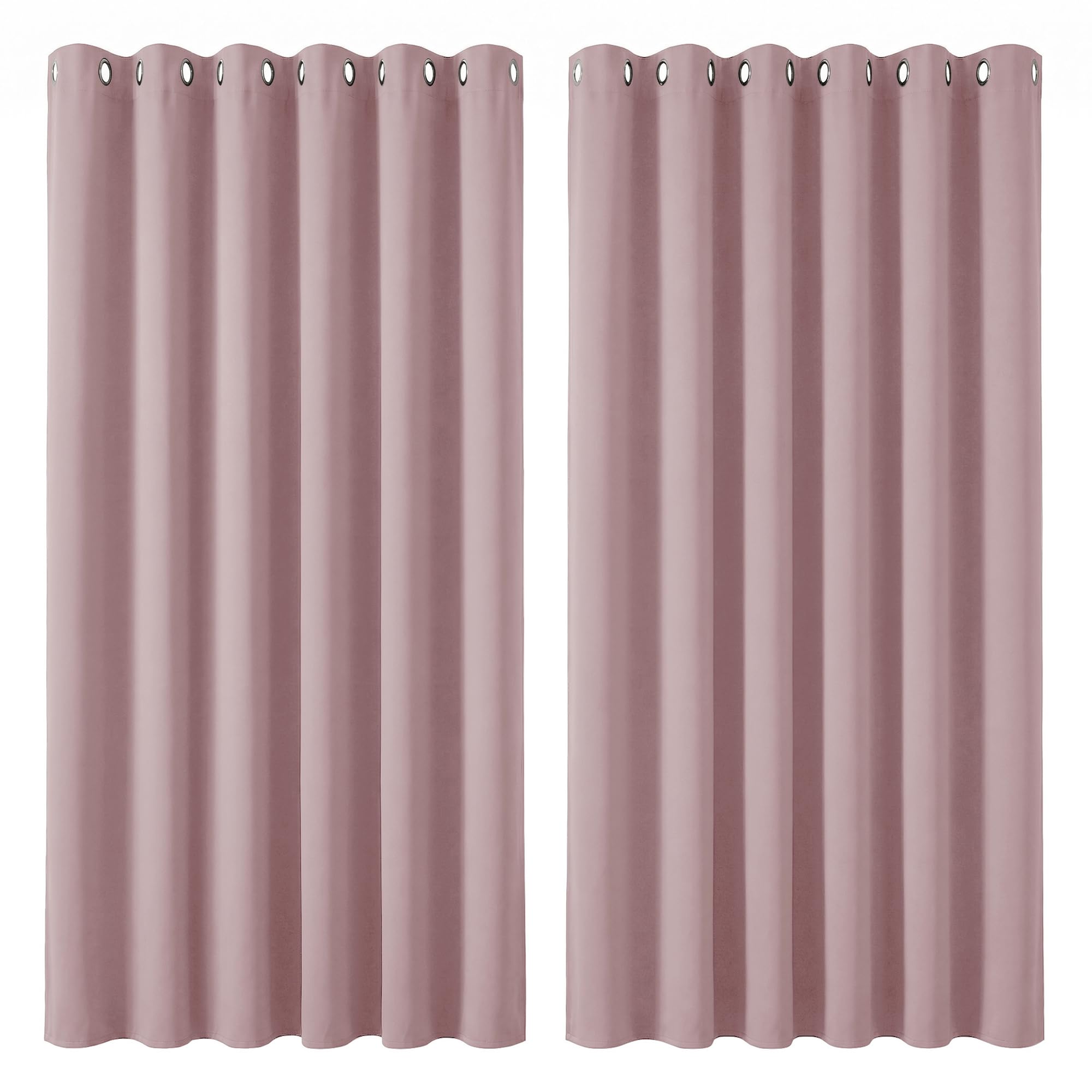 Deconovo Pink Lavender Opaque Blackout Eyelet Curtains, 229 X 229 Cm, Light Pink, Set Of 2