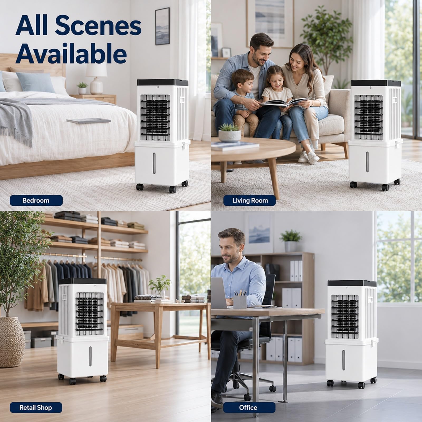 Climatizador Evaporativo Portátil, Enfriador Evaporativo con Humidificador y Control Remoto para el Hogar, Dormitorio, Oficina y Residencia Estudiantil