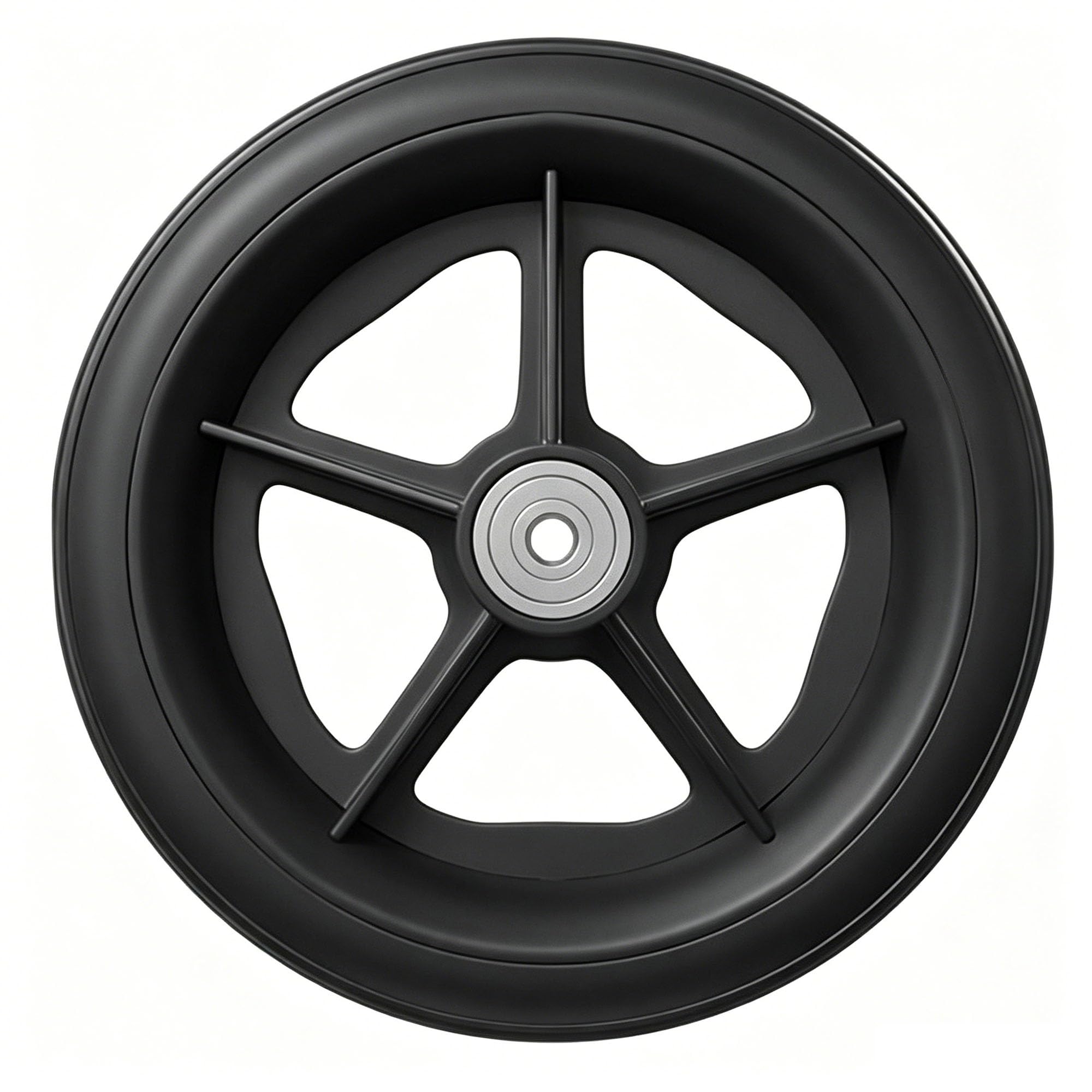 Genterun Black Wheelchair Front Wheel, Solid Tire, With Bearing(,8In)