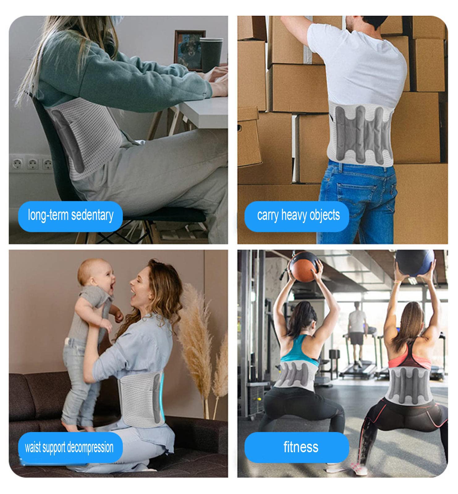 Corrector postural, Soporte Lumbar Ajustable y Protector, cinturón Lumbar Ajustable de Neopreno con Doble tracción para la Parte Baja de la Espalda - Alivio del Dolor de Espalda/