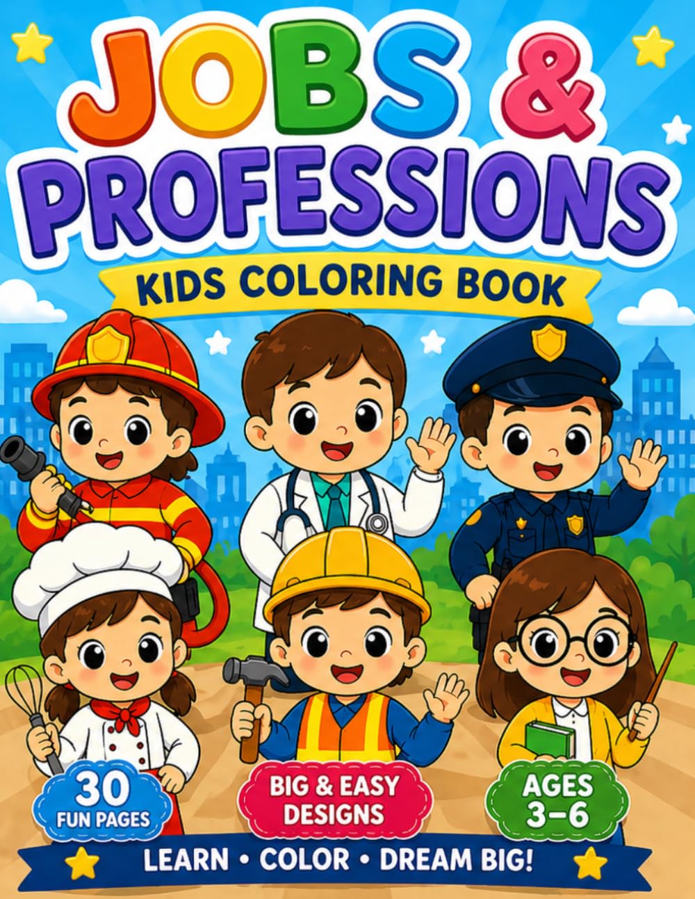 Jobs & Professions - Kids Coloring Book