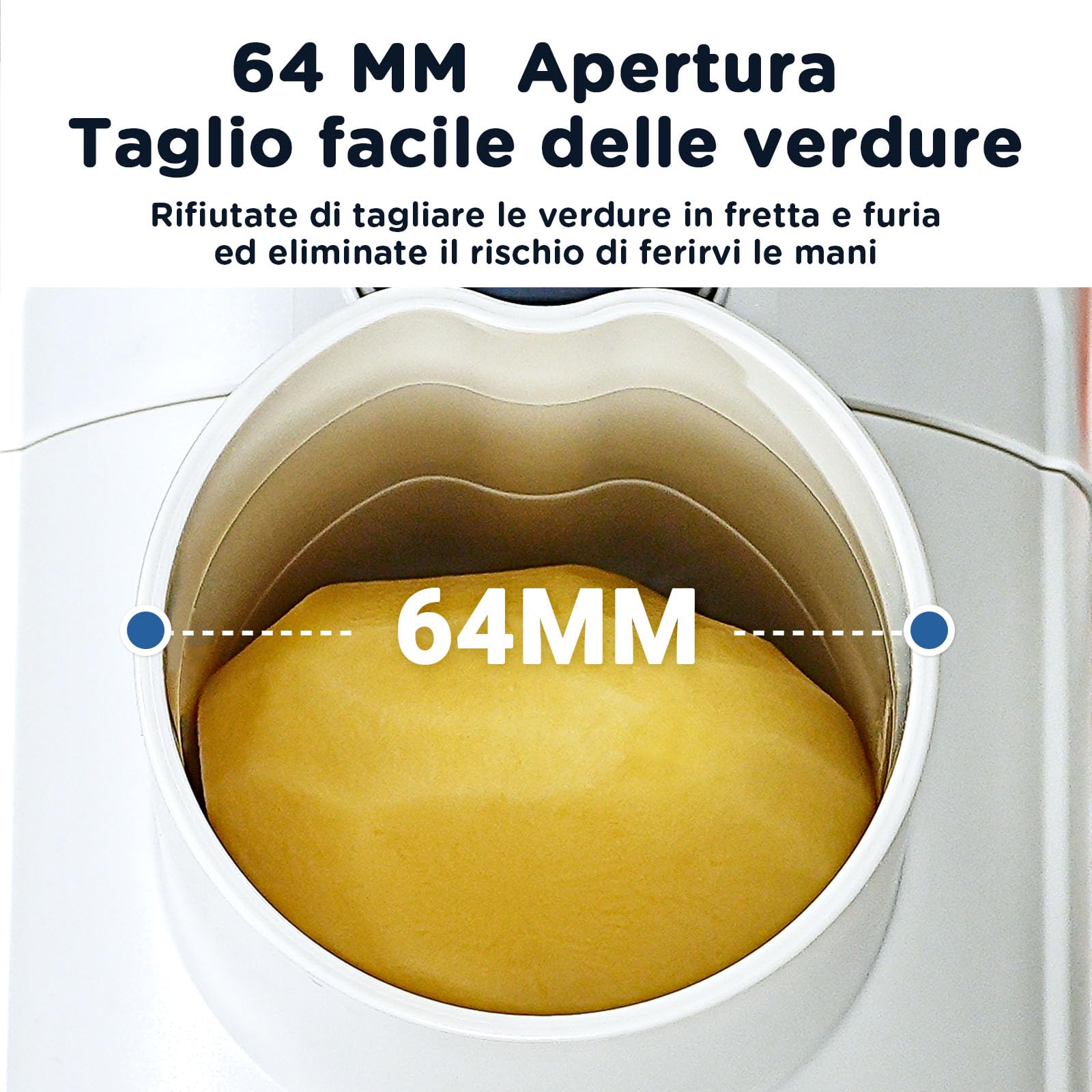 Tagliaverdure Elettrico Professionale Aobosi - Tritatutto Con 3 Lame, Scivolo Largo 64mm, Motore Silenzioso 80W E Contenitore 800ml