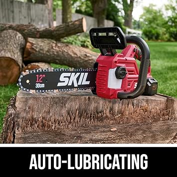 SKIL PWR CORE 20 Brushless 20V 12'' Handheld Lightweight Chainsaw Kit with Tool-free Chain Tension & Auto Lubrication, Includes 4.0Ah Battery and Charger-CS4562B-10