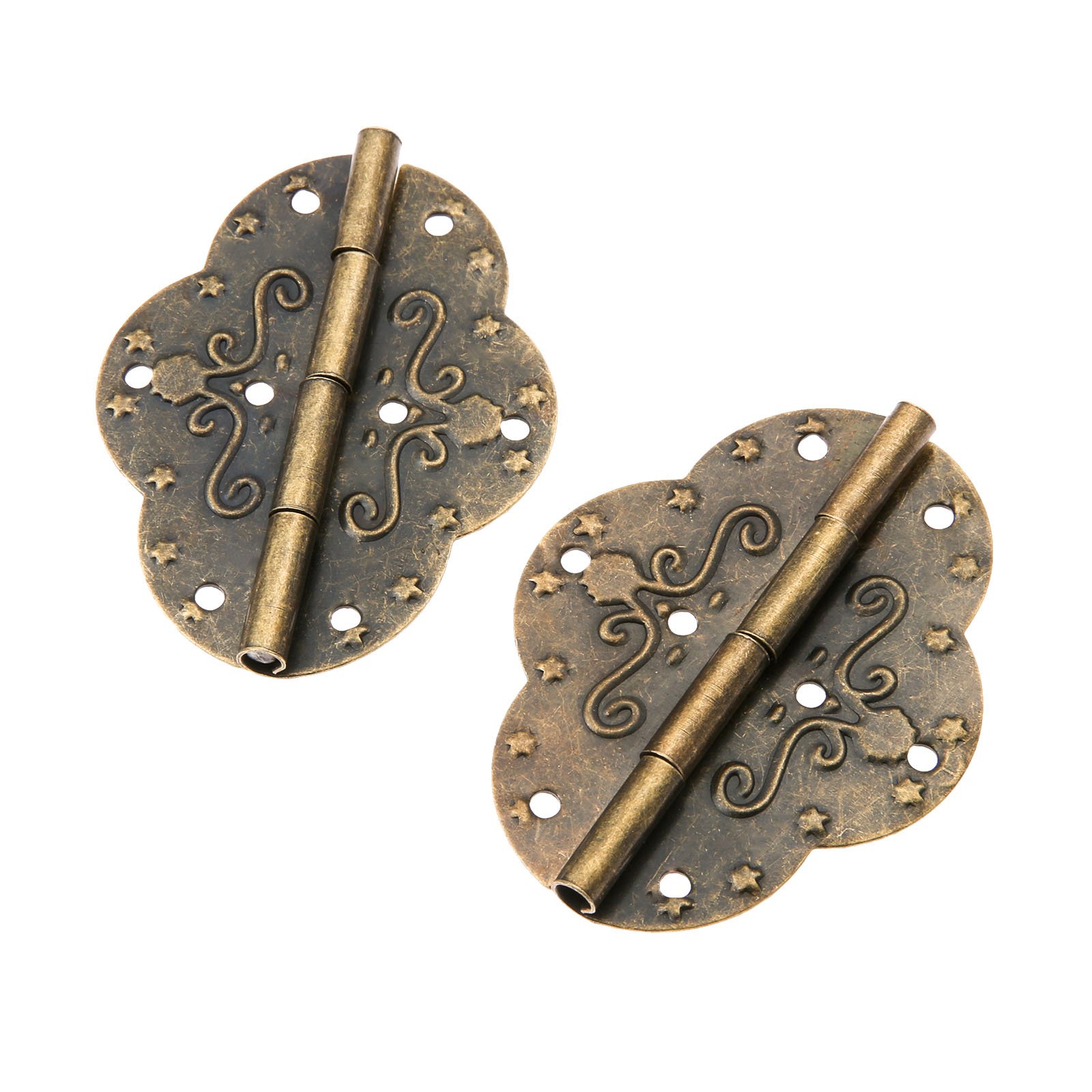 Dophee Bronze 2Pcs Antique Hinges 2.72"X2.09" Retro Style Antique Iron Decorative For Wooden Jewelry Box Case