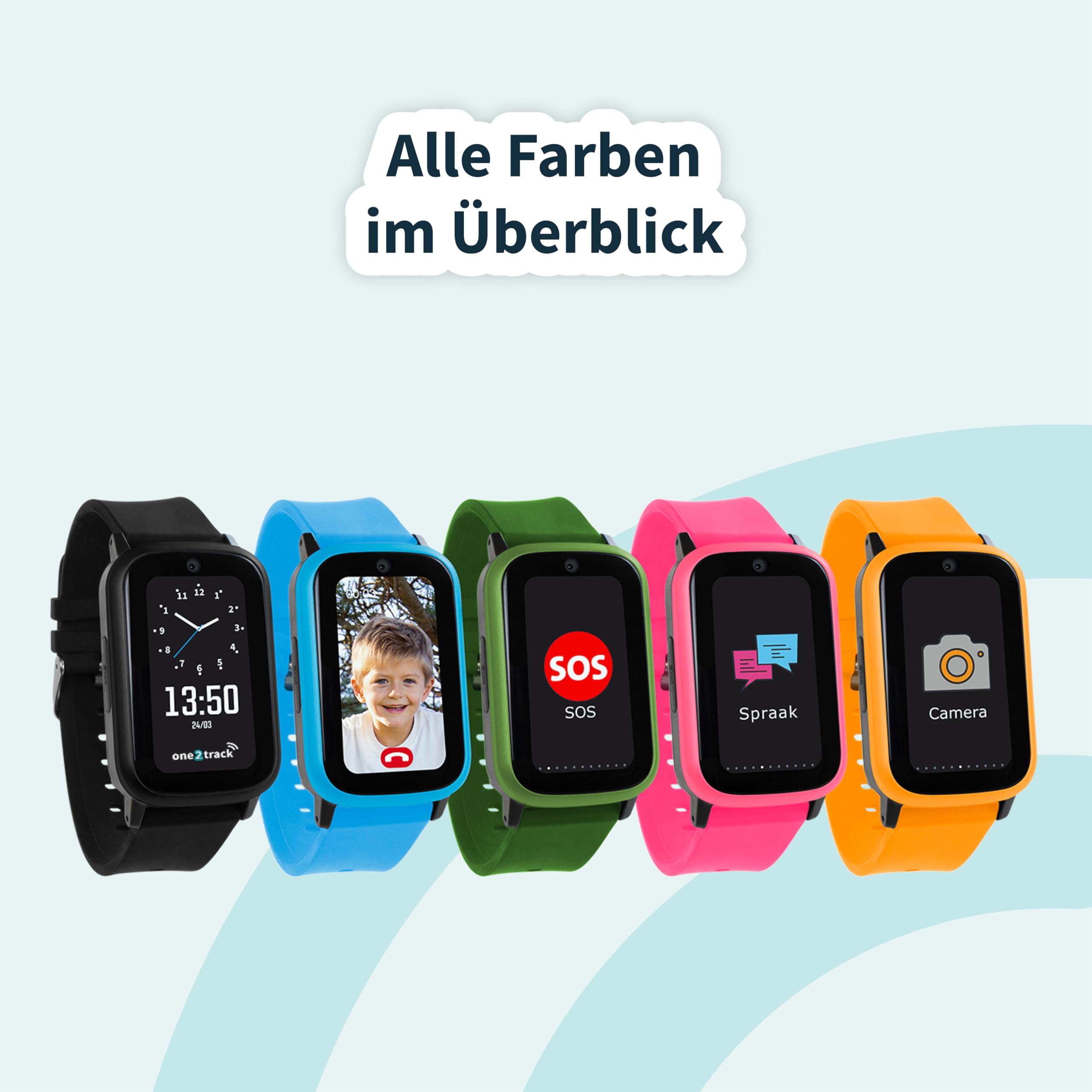 one2track - Smartwatch Kinder - Connect UP Schwarz - Kinder Smartwatch mit GPS - Serverstandort Niederlande - SOS Taste - 4G Videoanrufe - Ab 4 Jahren - Eltern App - Integrierte SIM Karte