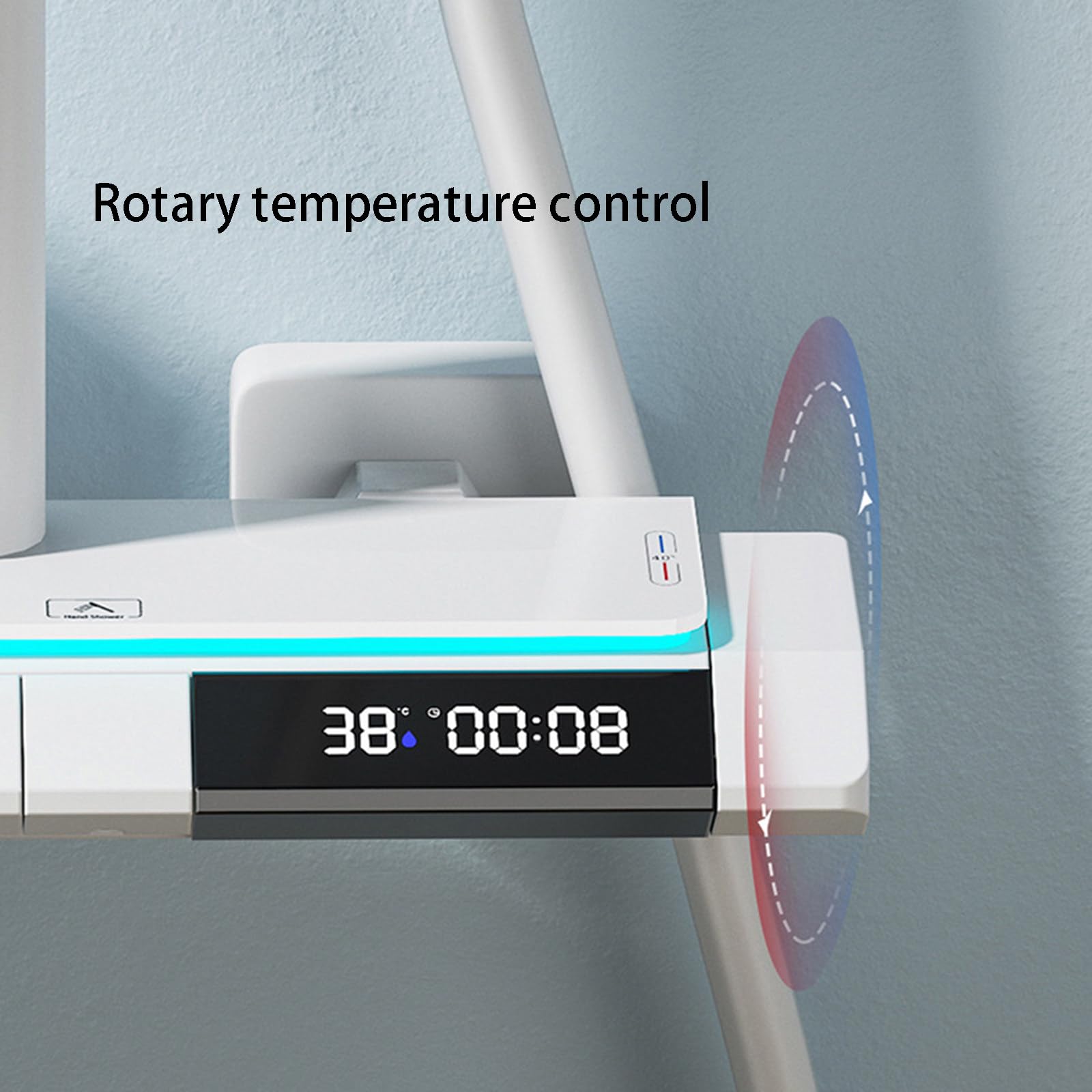 Set Doccia con Rubinetto termostatico con Display Digitale, 4 funzioni, con soffione da 12", doccetta, doccetta per Bidet, beccuccio per Vasca