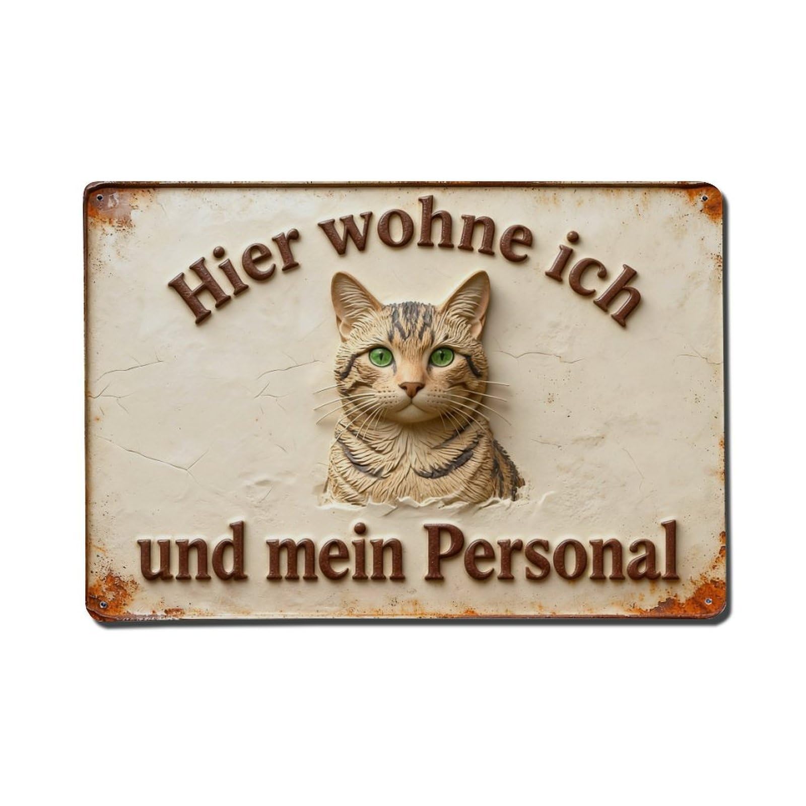 Iageret Vintage Cat Portrait Sign Text German Metal Tin Sign Retro Wall Decor, Bar Garage Cafe Kitchen Home Wall Art Poster Decoration 8X12inches