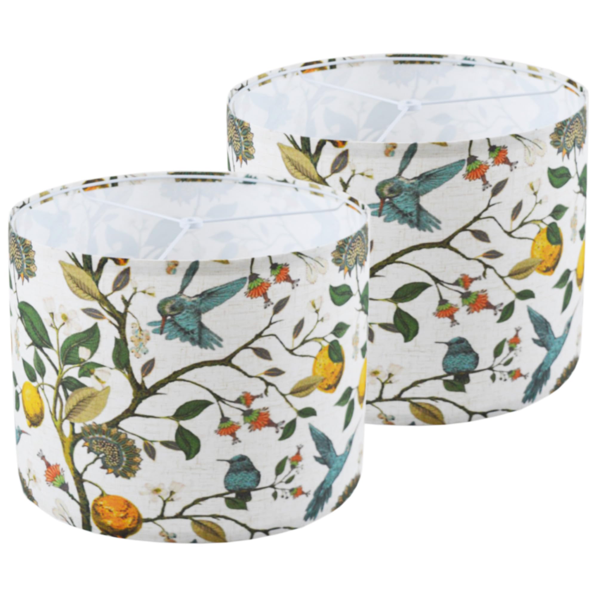Flax plant pattern drum shade set