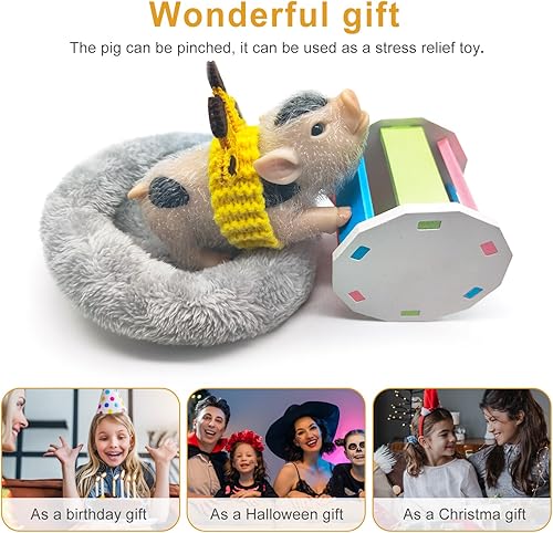 Miniatura 3 de Mini cerdo de silicona realista de 5 pulgadas, cerdo de silicona elástico de cuerpo completo, muñeca de bebé de silicona, muñeca de cerdo realista