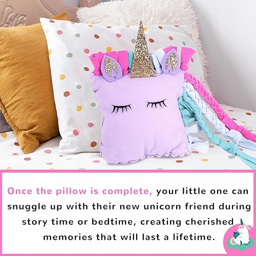 Miniatura 5 de Flying Childhood Kit de almohada de unicornio sin coser para niñas, regalo de Navidad de 8 a 12 años, kits de bricolaje para niños, haz tu propio