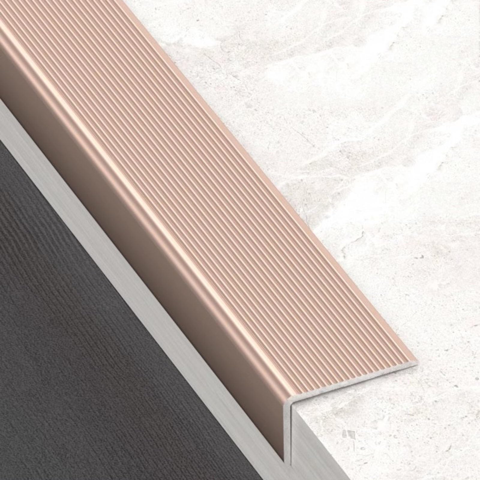 3 tiras antideslizantes de aluminio de 0,9 m para interiores y exteriores, tiras de tratamiento antideslizantes para esquinas de metal, color morado, 5 cm x 3 cm