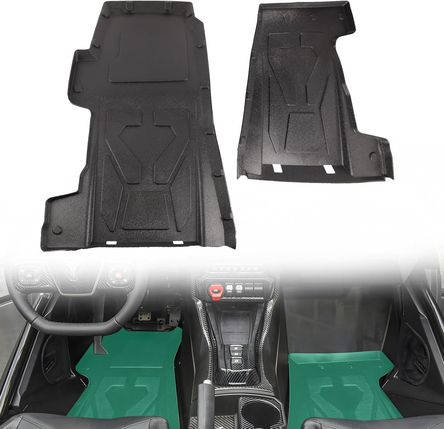 TPE Floor Mats for Polaris Slingshot Accessories, All Weather Protection Rubber Floor Liner Slush Mats Liner Floor Pads for Polaris Slingshot LE R S SL SLR 2020-2025, Replace #2889323