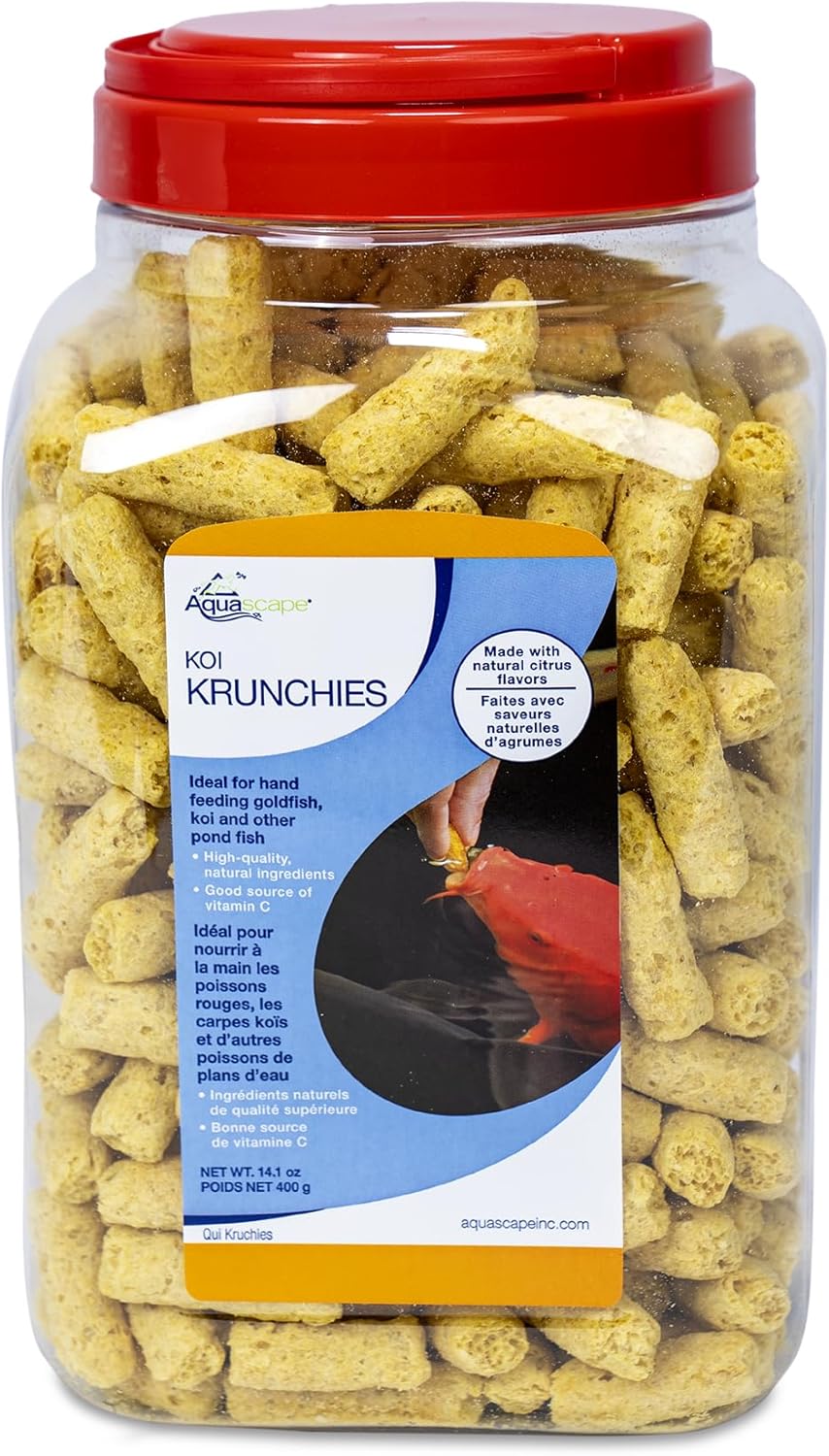 Aquascape Koi Krunchies Fish Food Large 1.1 lbs / 400 g for Hand Feeding in Pond Water Feature, 81000