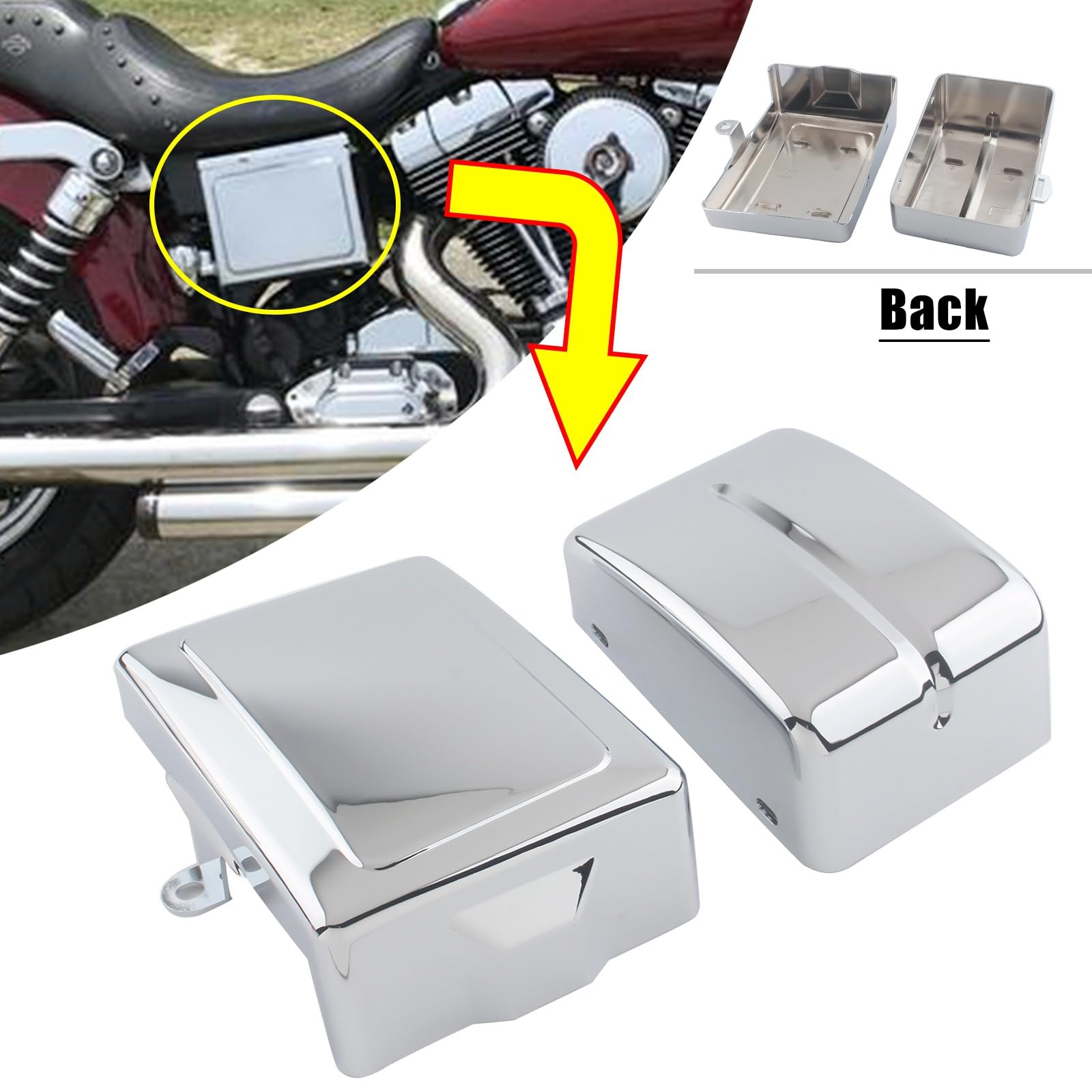Amazon | FINMOKAL クロームサイドバッテリーカバー Harley Dyna Low