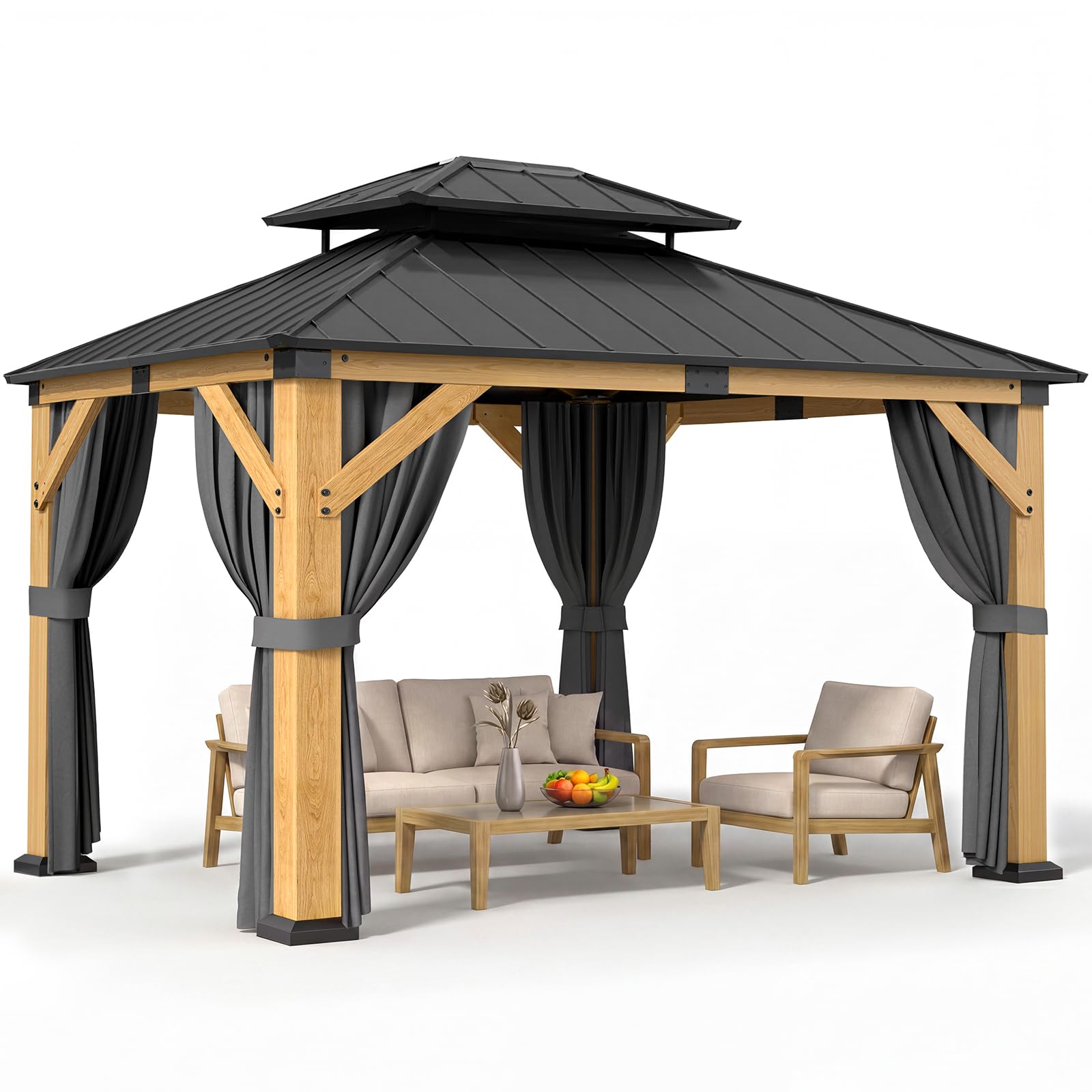 Amazon.com : Jocoevol 10' X 12' Wood Gazebo Cedar Wooden Hardtop