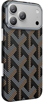 CONSTRAIN - iPhone 17 Pro ile uyumlu Apple Kevlar Karbon Kılıf Prague Desenli MagSafe ile uyumlu Kapak - Siyah
