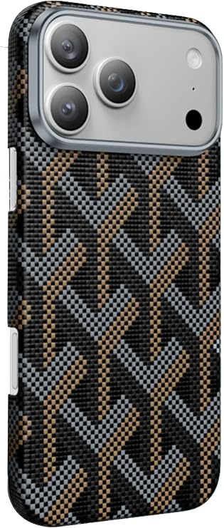 CONSTRAIN - iPhone 17 Pro ile uyumlu Apple Kevlar Karbon Kılıf Prague Desenli MagSafe ile uyumlu Kapak - Siyah
