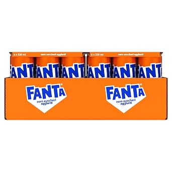 Fanta Zero Sucres Orangengeschmack mit italienischem Orangensaft ohne Zuckerzusatz und Konservierungsstoffe 100% recycelbar erfrischender Geschmack - 24 Dosen à 330 ml