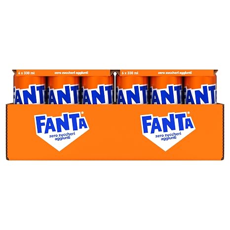 Fanta Zero Sucres Orangengeschmack mit italienischem Orangensaft ohne Zuckerzusatz und Konservierungsstoffe 100% recycelbar erfrischender Geschmack - 24 Dosen à 330 ml