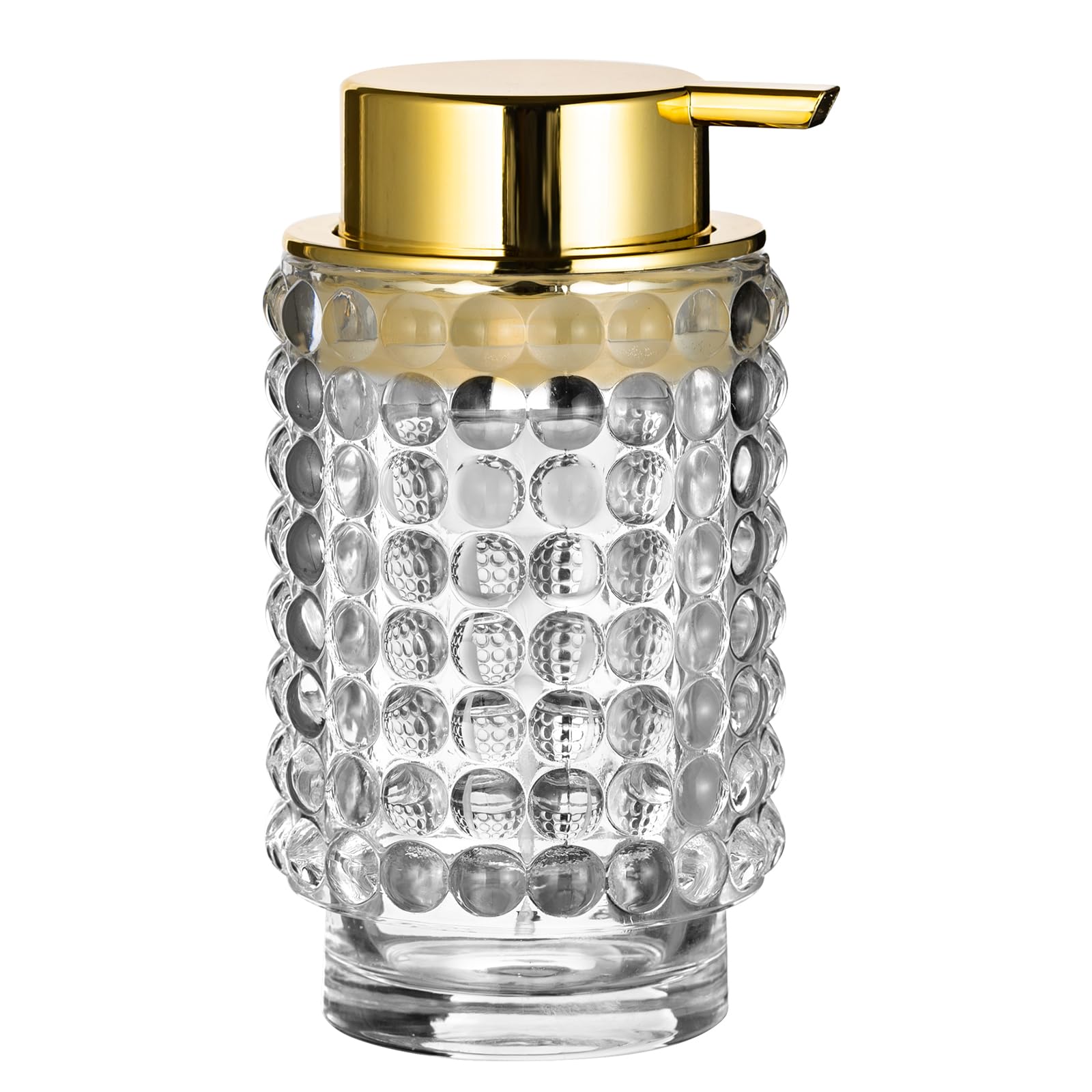 LEICURACE Glass Foaming Hand Soap Dispenser for Bathroom Decor with Pump（Foam Type/Clear）