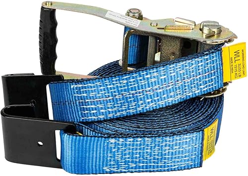 Vista 129 de Mytee Products Paquete de 20 correas de trinquete de 2 pulgadas x 30 pies con gancho plano, WLL 3,333 amarre de remolque, rojo para plataforma